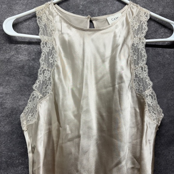 Cami NYC Ronan Silk Camisole Top Womens S Oat Lace Trim Charmeuse Quiet Luxury - Picture 4 of 12